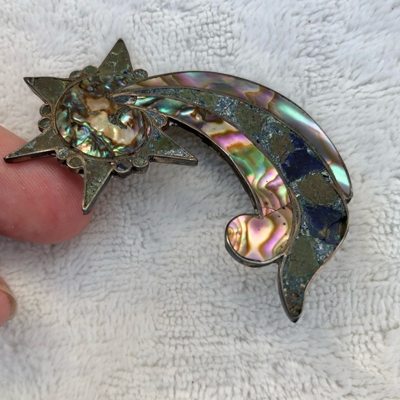 Beto Vintage Sterling Silver abalone Pin Shooting Star - Picture 10 of 10